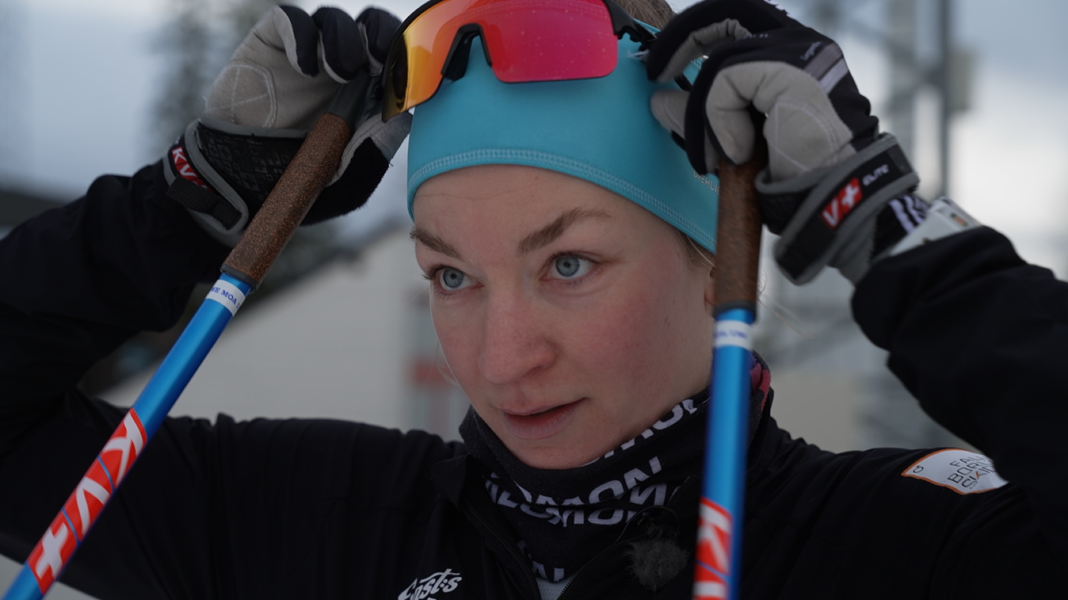 Close portrait of a cross-country skier